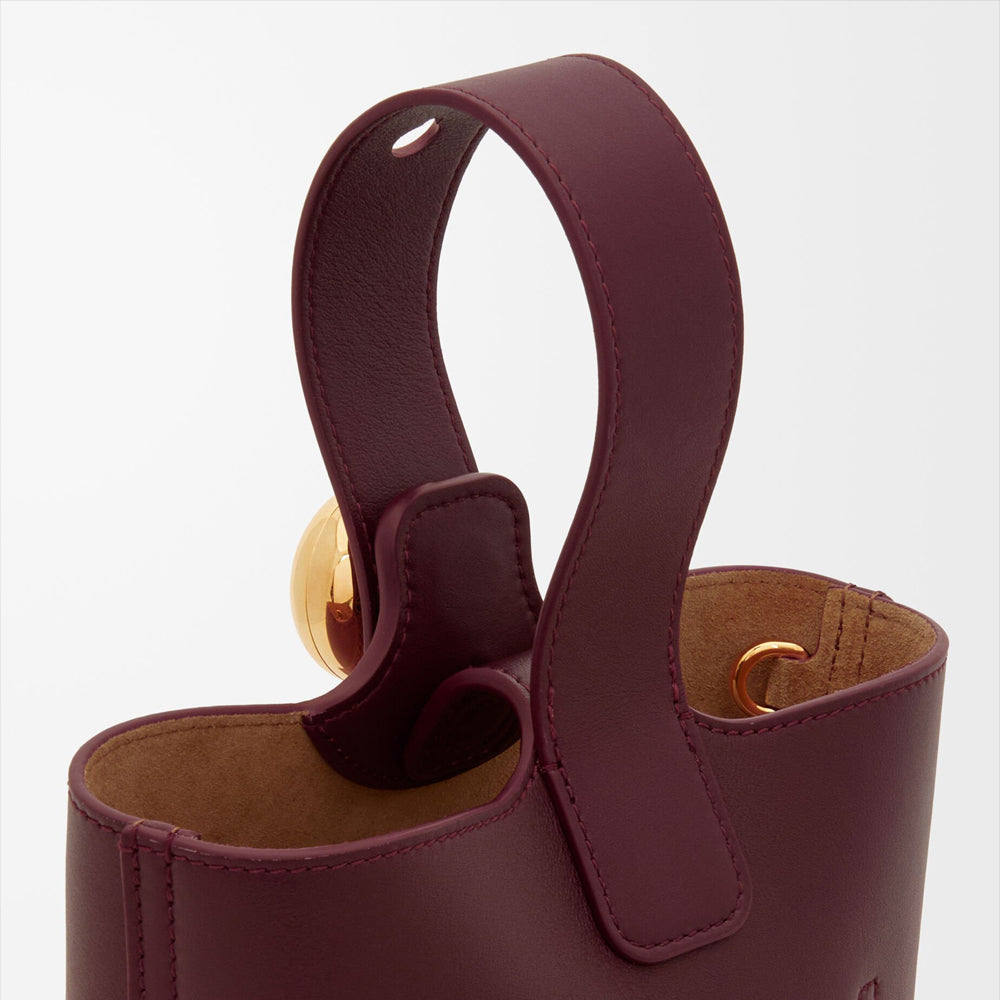 Loewe Mini Pebble bucket in smooth calfskin (Dark Burgundy)