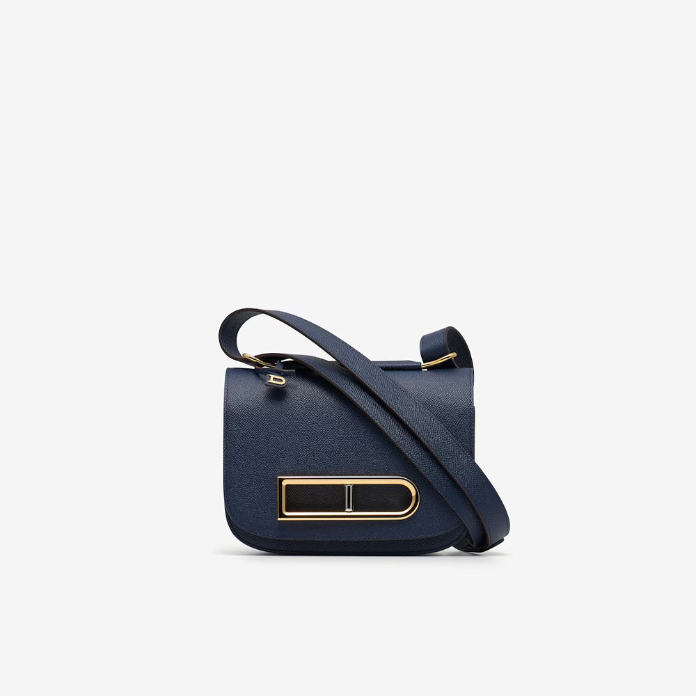 Delvaux Pin Cabas Surpiqué Taurillon Soft 手袋 (Navy/ Ivory)