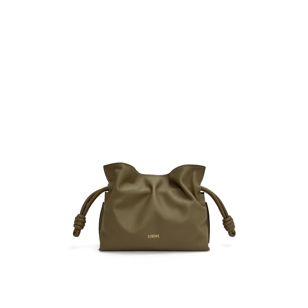 Loewe Mini Flamenco clutch in nappa calfskin (Dark Khaki Green)