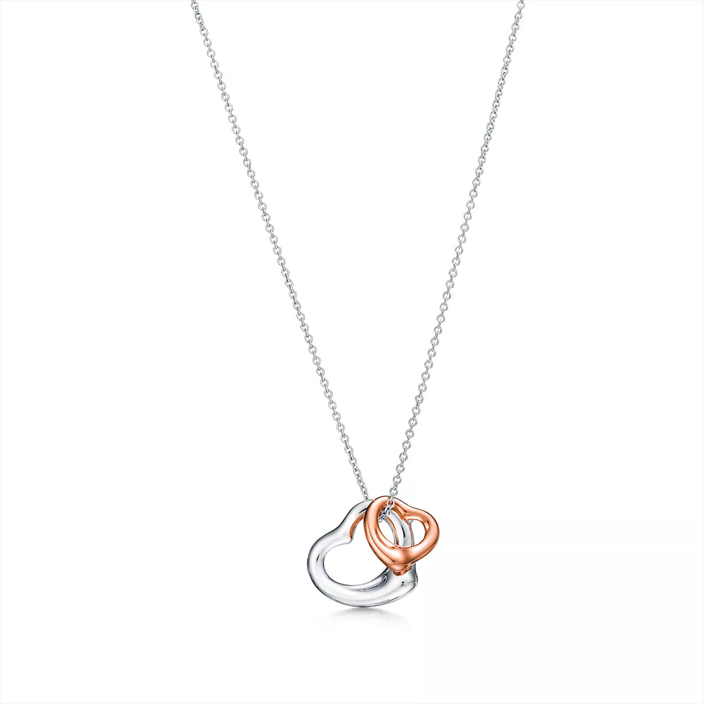 Tiffany &amp; Co. Elsa Peretti® 純銀與 18k 玫瑰金 Open Heart 吊墜