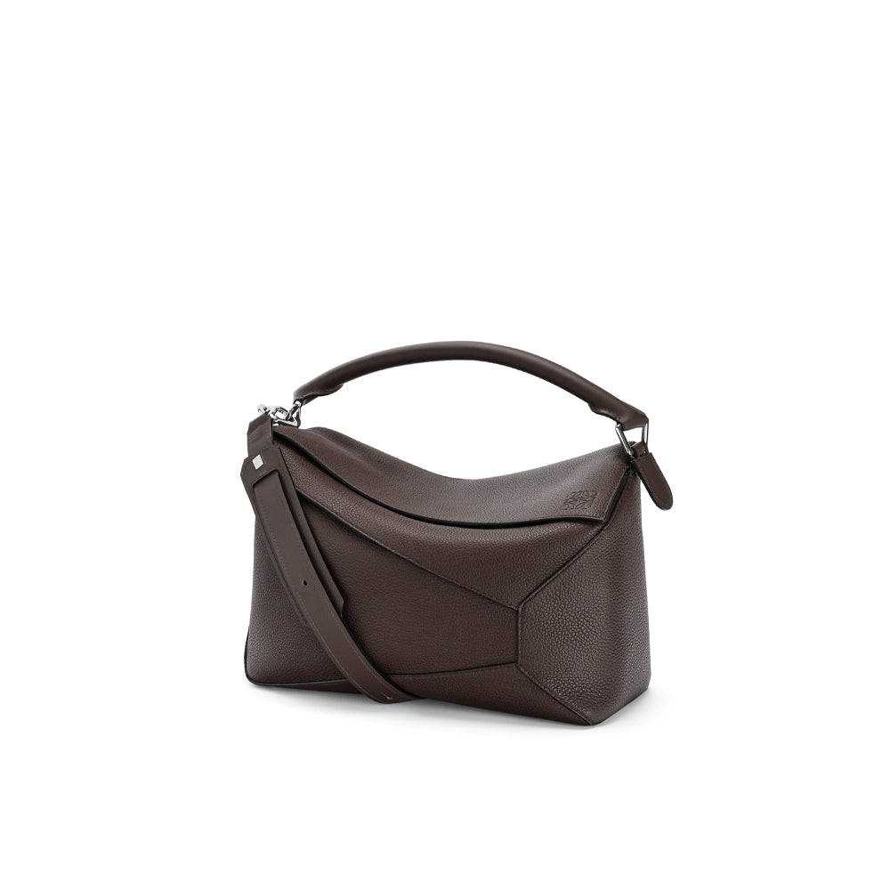 Loewe Large Puzzle bag in grained calfskin (Chocolate)