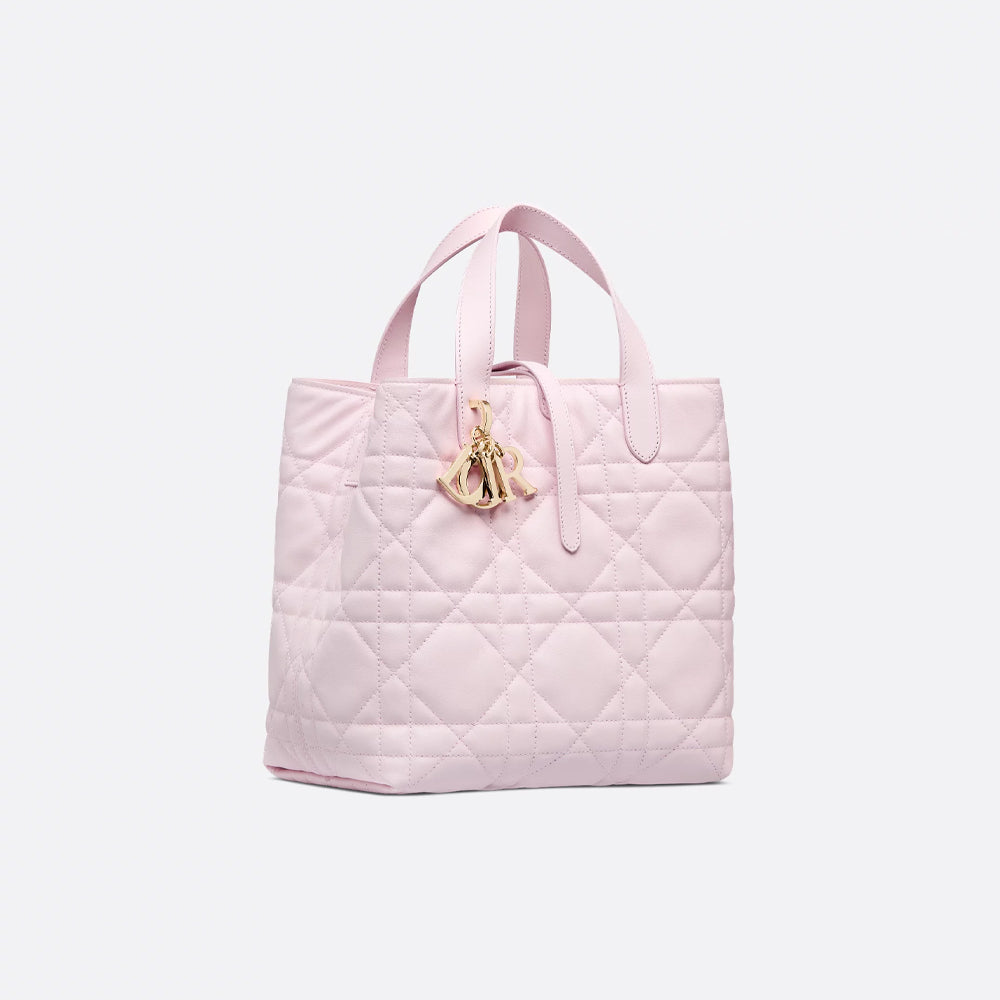 Dior Medium Dior Toujours Vertical Tote Bag (Pale Pink Macrocannage Calfskin)