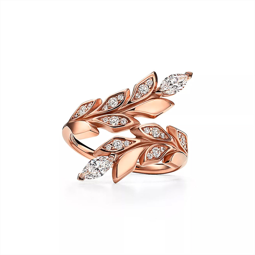 Tiffany & Co. Tiffany Victoria® Vine Bypass Ring in Rose Gold with Diamonds