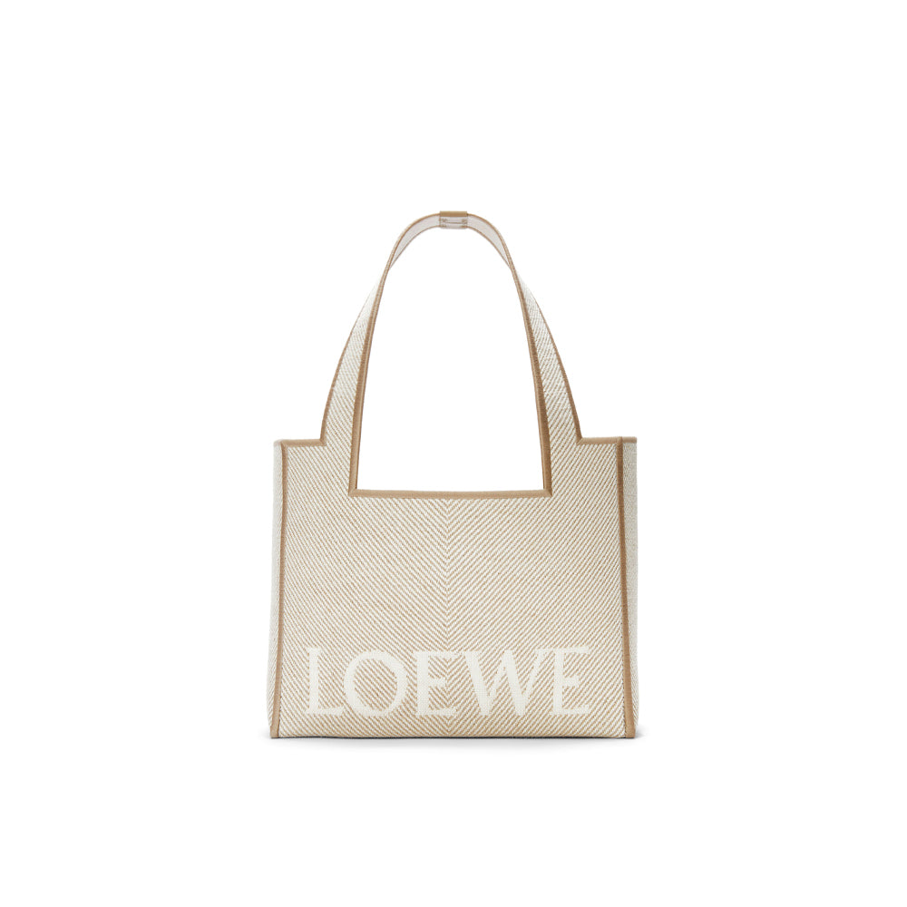 Loewe Medium LOEWE Font tote in jacquard canvas (Ecru)