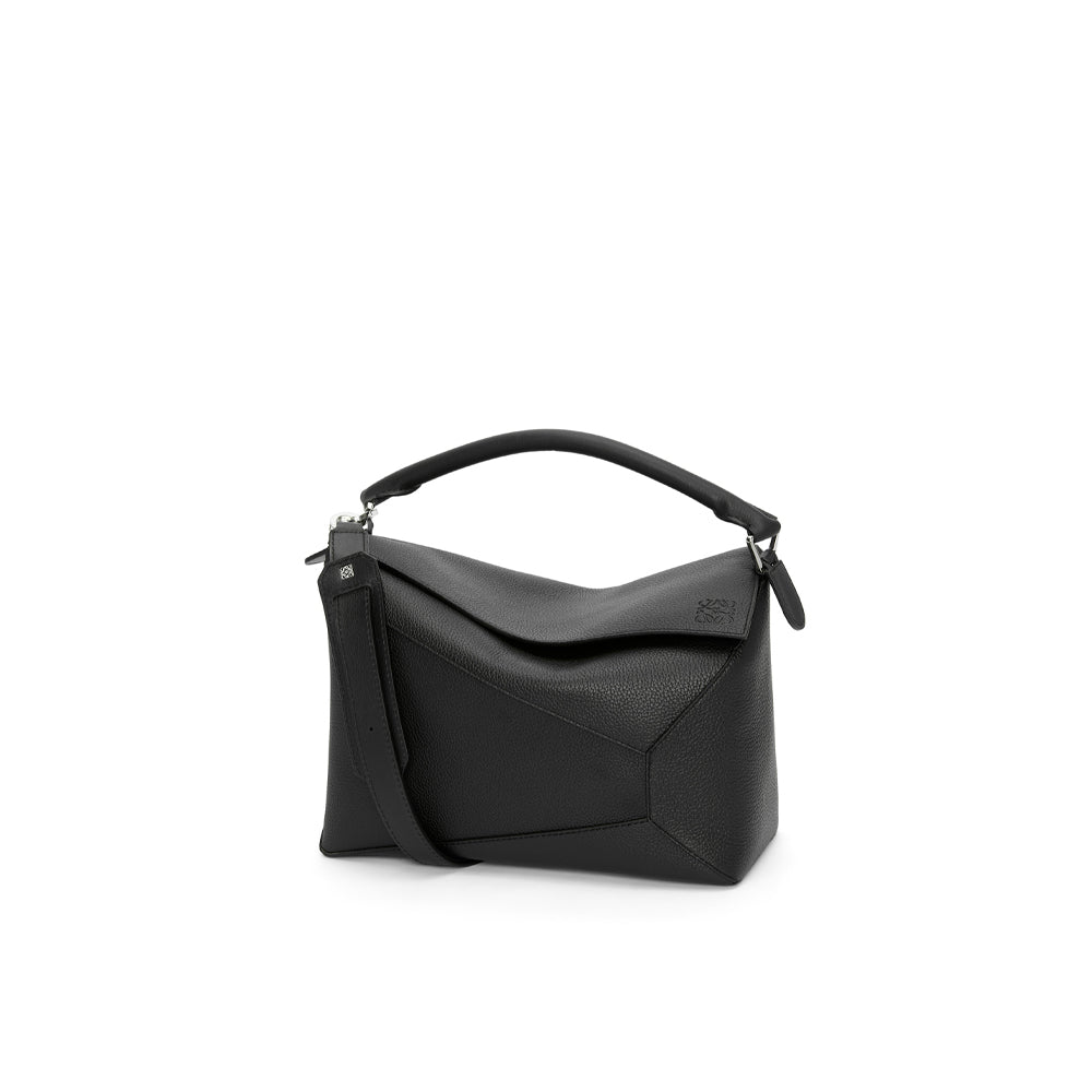 Loewe Large Puzzle bag in grained calfskin (Black)