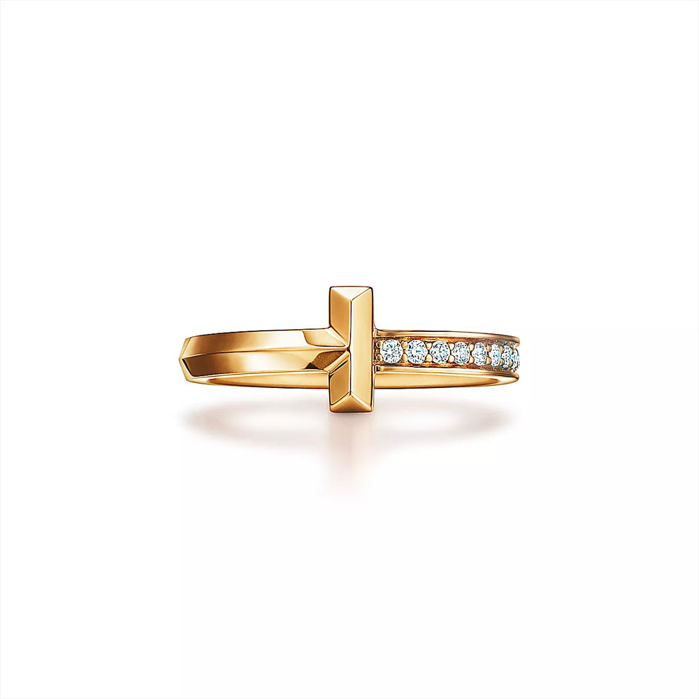 Tiffany & Co. Tiffany T T1 Ring in Yellow Gold with Diamonds, 2.5 mm