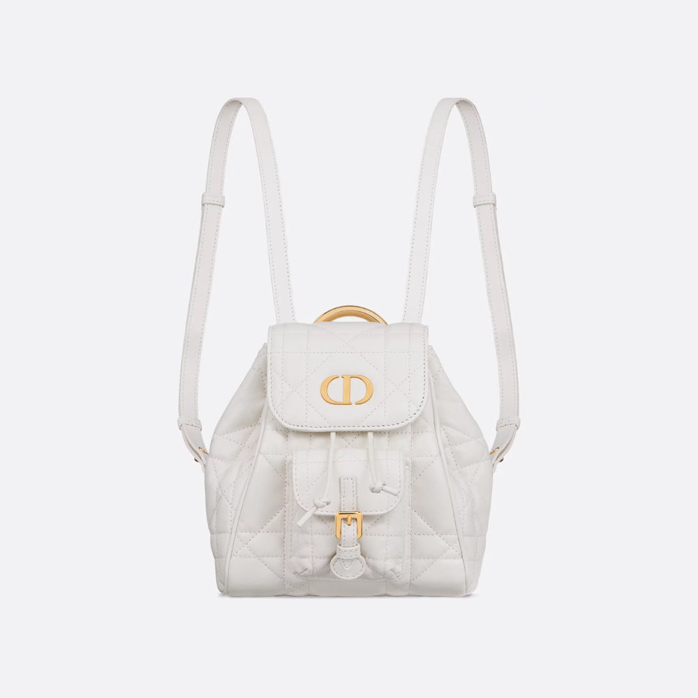 Dior Small Dior Caro Backpack (Latte Macrocannage Lambskin)