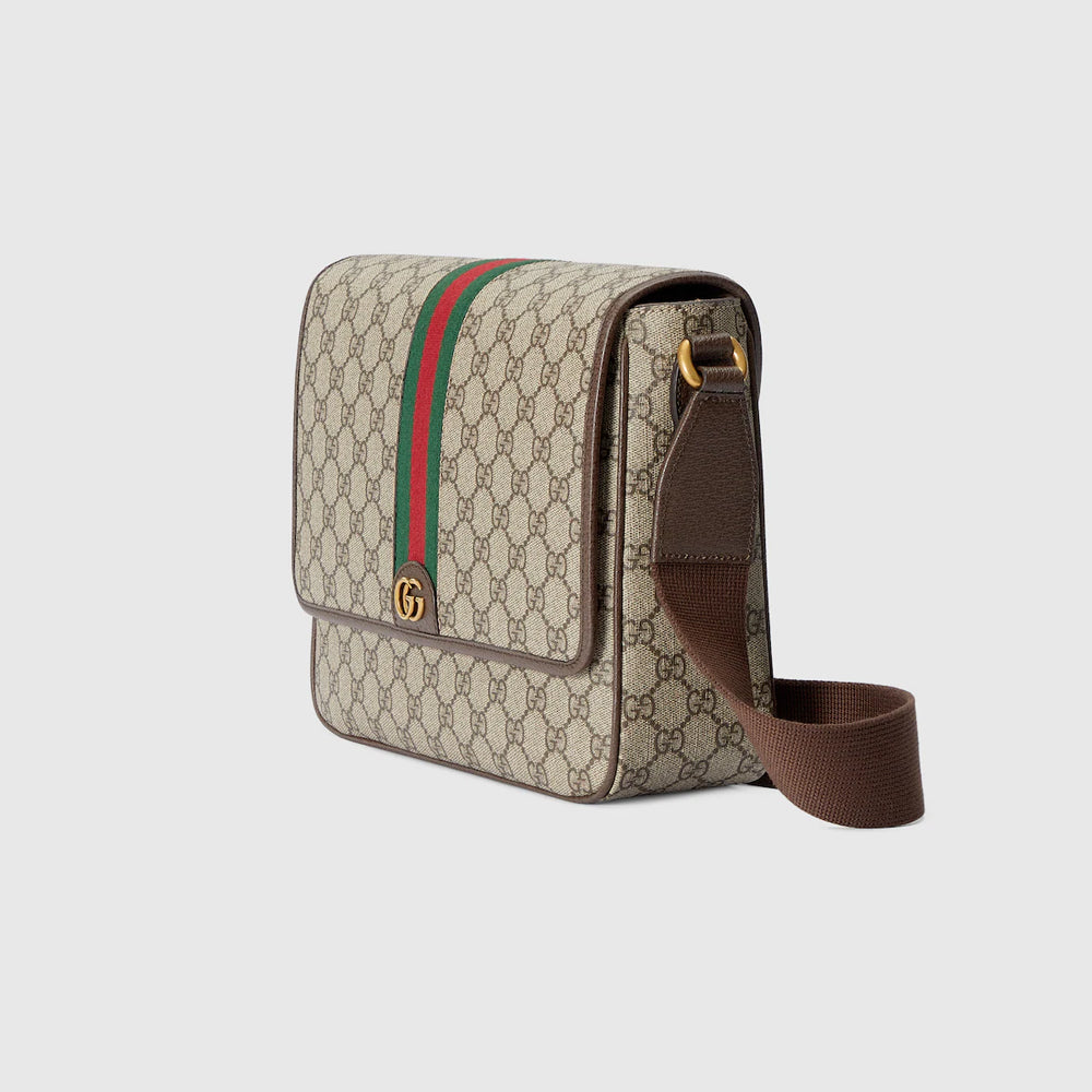 Gucci Ophidia Medium Messenger Bag (Beige and ebony GG Supreme canvas)