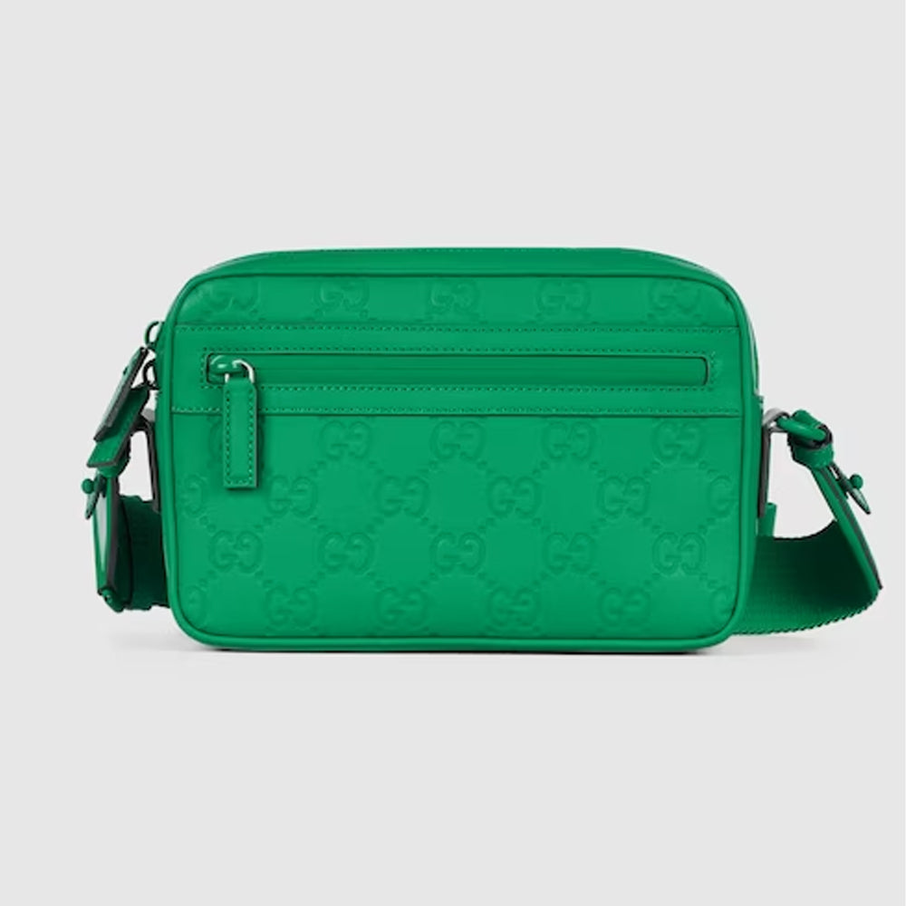 Gucci GG Rubber-Effect Crossbody Bag (Green GG rubber-effect leather)