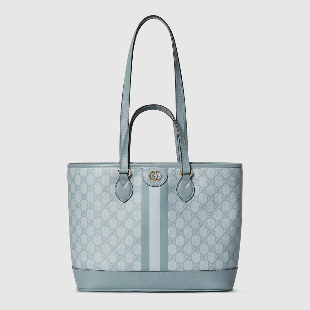 Gucci Ophidia Small Tote Bag (Dusty blue GG Supreme canvas)