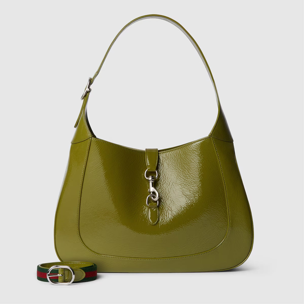 Gucci Jackie Large Shoulder Bag (Olive green patent leather)