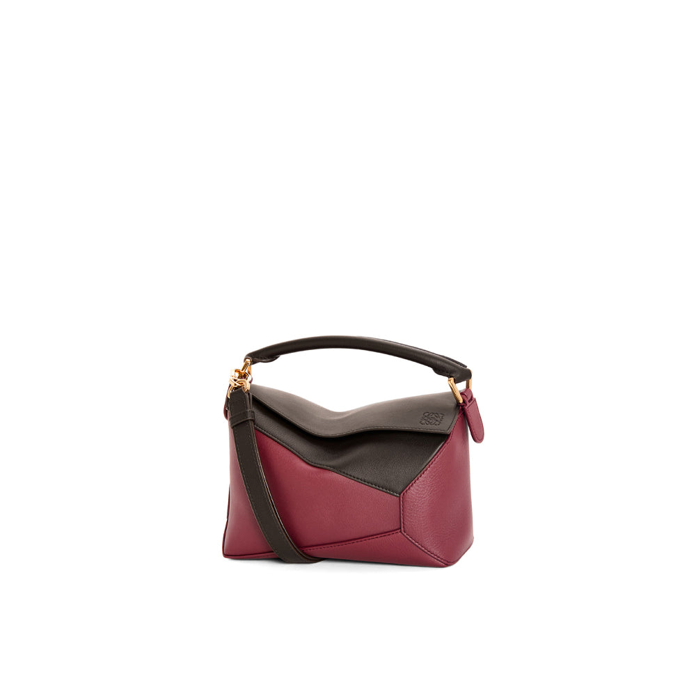 Loewe Small Puzzle bag in classic calfskin (Crimson/Dark Burgundy)