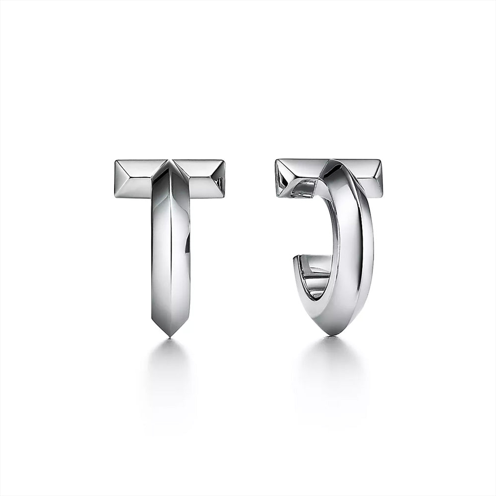 Tiffany & Co. Tiffany T T1 Hoop Earrings in White Gold