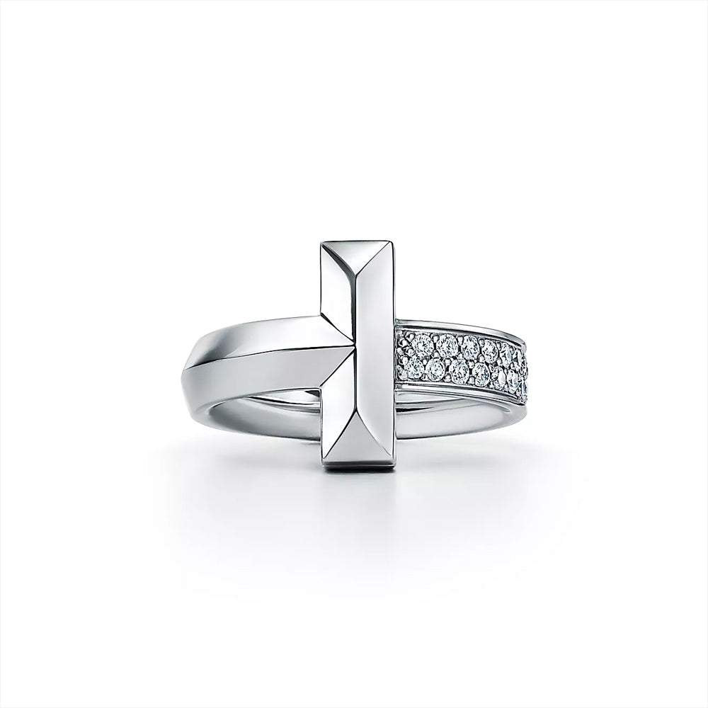 Tiffany & Co. Tiffany T T1 Ring in White Gold with Diamonds, 4.5 mm Wide