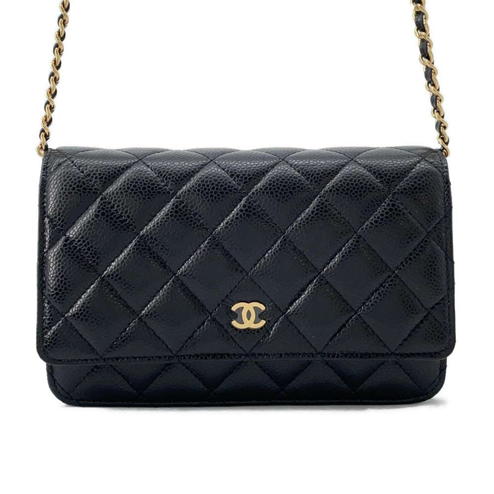 Hong Kong Stock - Chanel Matelasse Chain wallet Black Caviar Leather