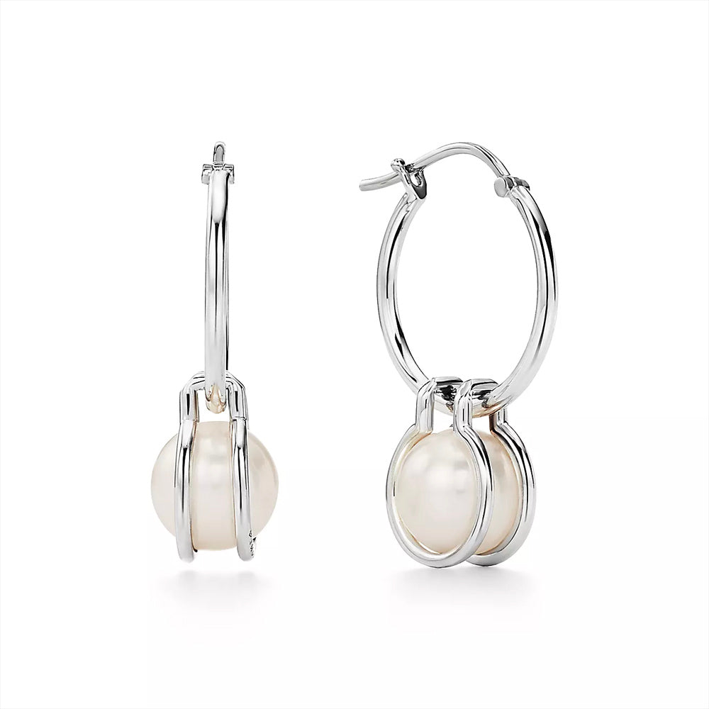 Tiffany & Co. Tiffany HardWear Pearl Hoop Earrings in Sterling Silver