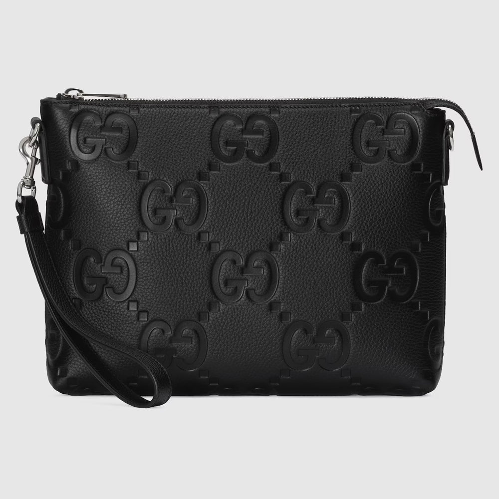 Gucci Jumbo GG Medium Messenger Bag (Black jumbo GG leather)