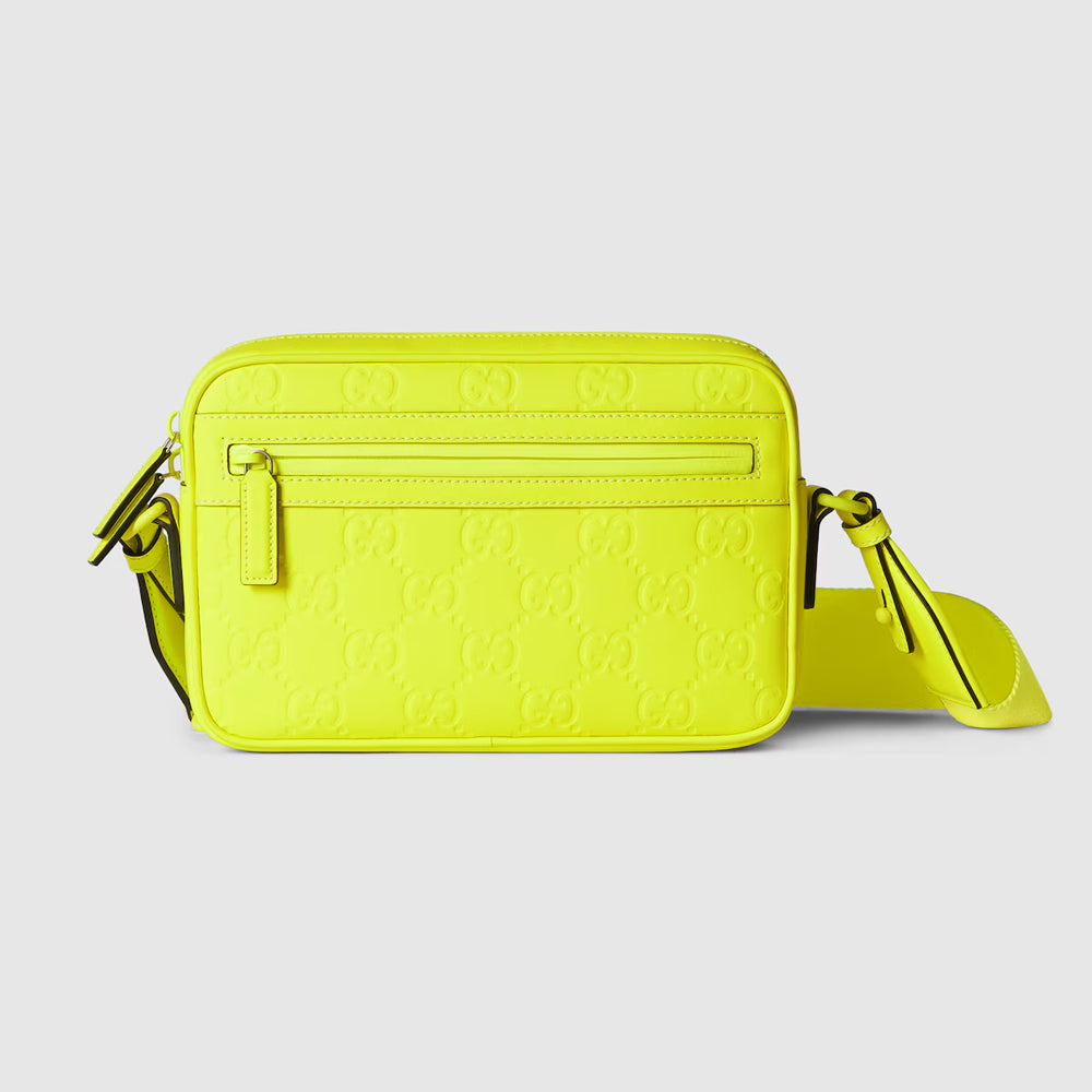 Gucci GG Rubber-Effect Crossbody Bag (Fluorescent yellow GG rubber-effect leather)