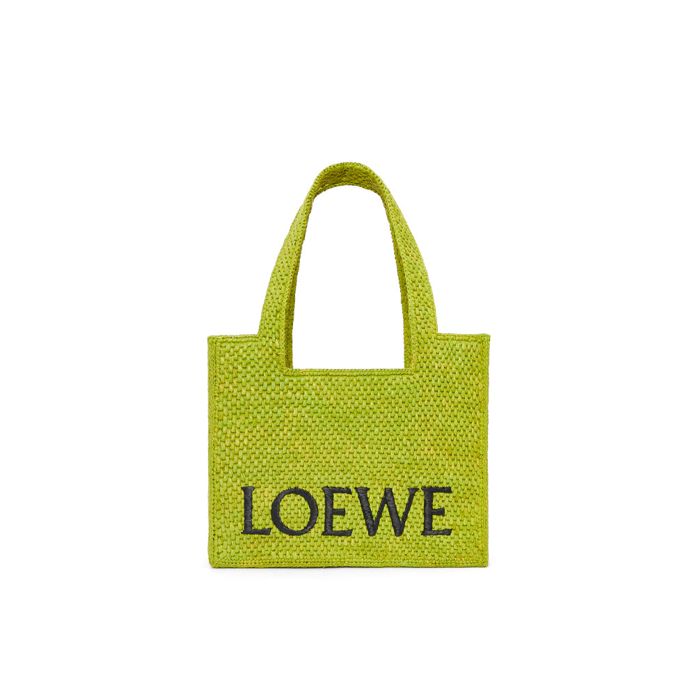 Loewe Medium LOEWE Font Tote in raffia (Meadow Green)