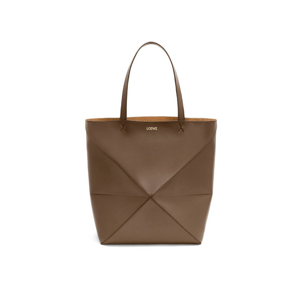 Loewe XL Puzzle Fold Tote in shiny calfskin (Umber)