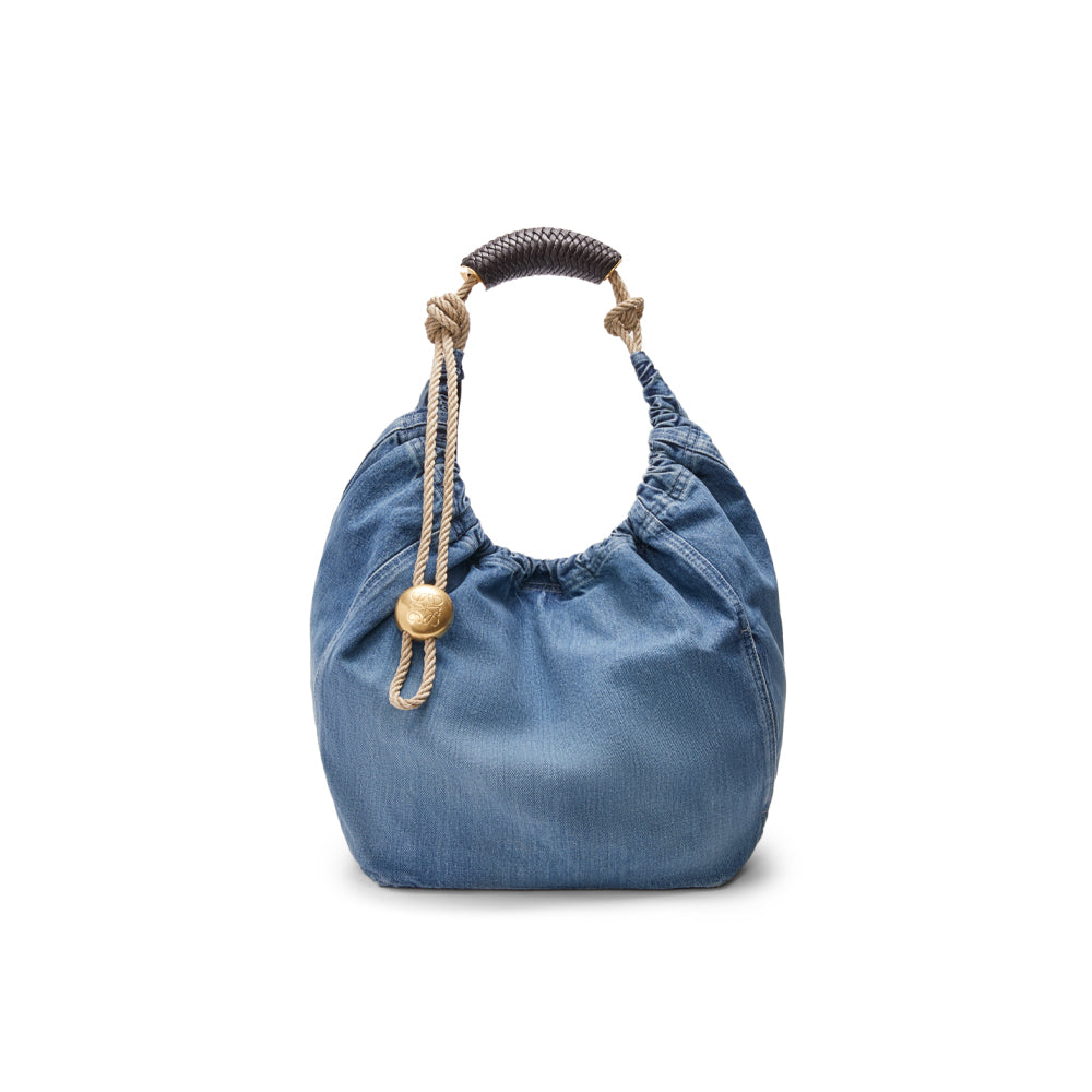 Loewe Medium Squeeze bag in washed denim (Light Blue)