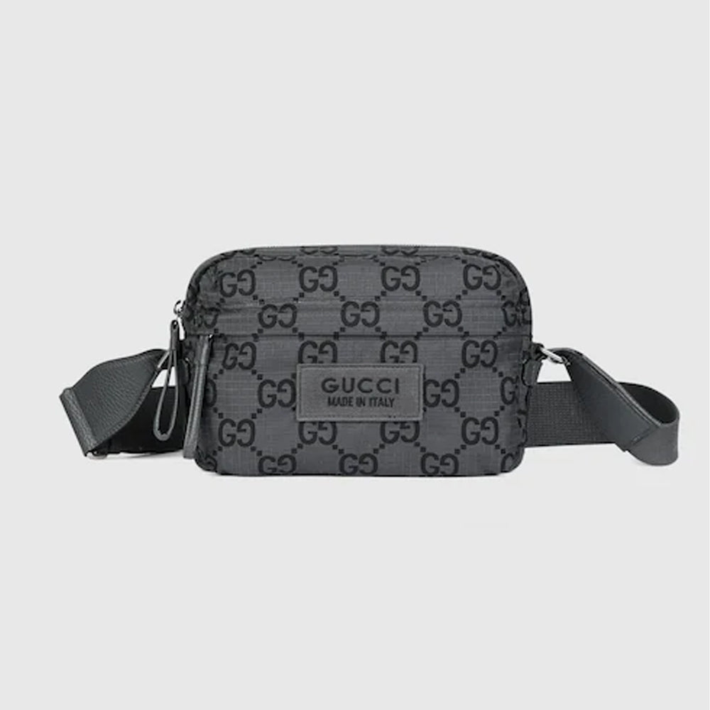 Gucci Medium GG Ripstop Crossbody Bag (Dark grey and black GG ripstop recycled polyester)