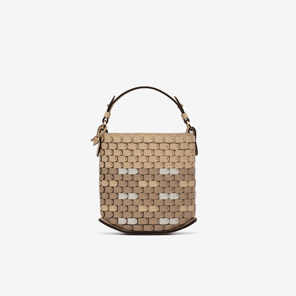 Delvaux Pin Mini Bucket Arsenal Mosaic in Taurillon Soft (Dune - Multicolour)