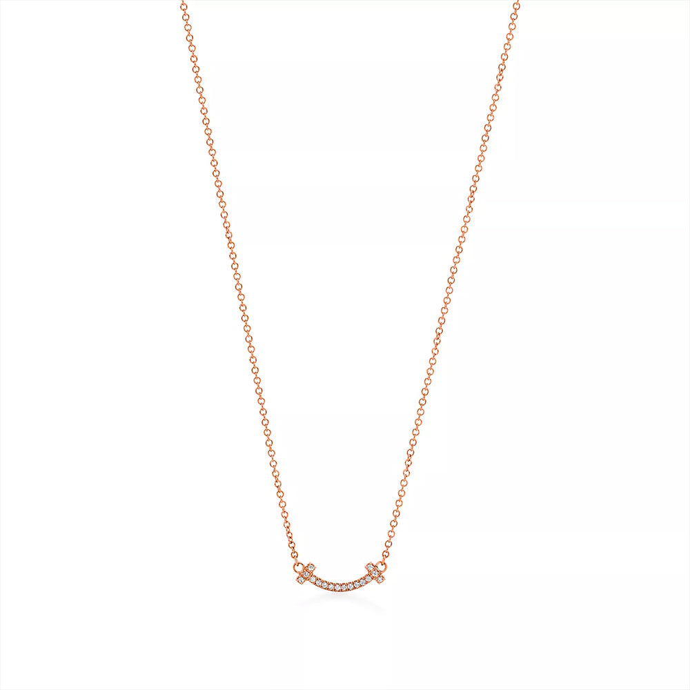 Tiffany & Co. Tiffany T Smile Pendant in 18ct rose gold with round brilliant diamonds