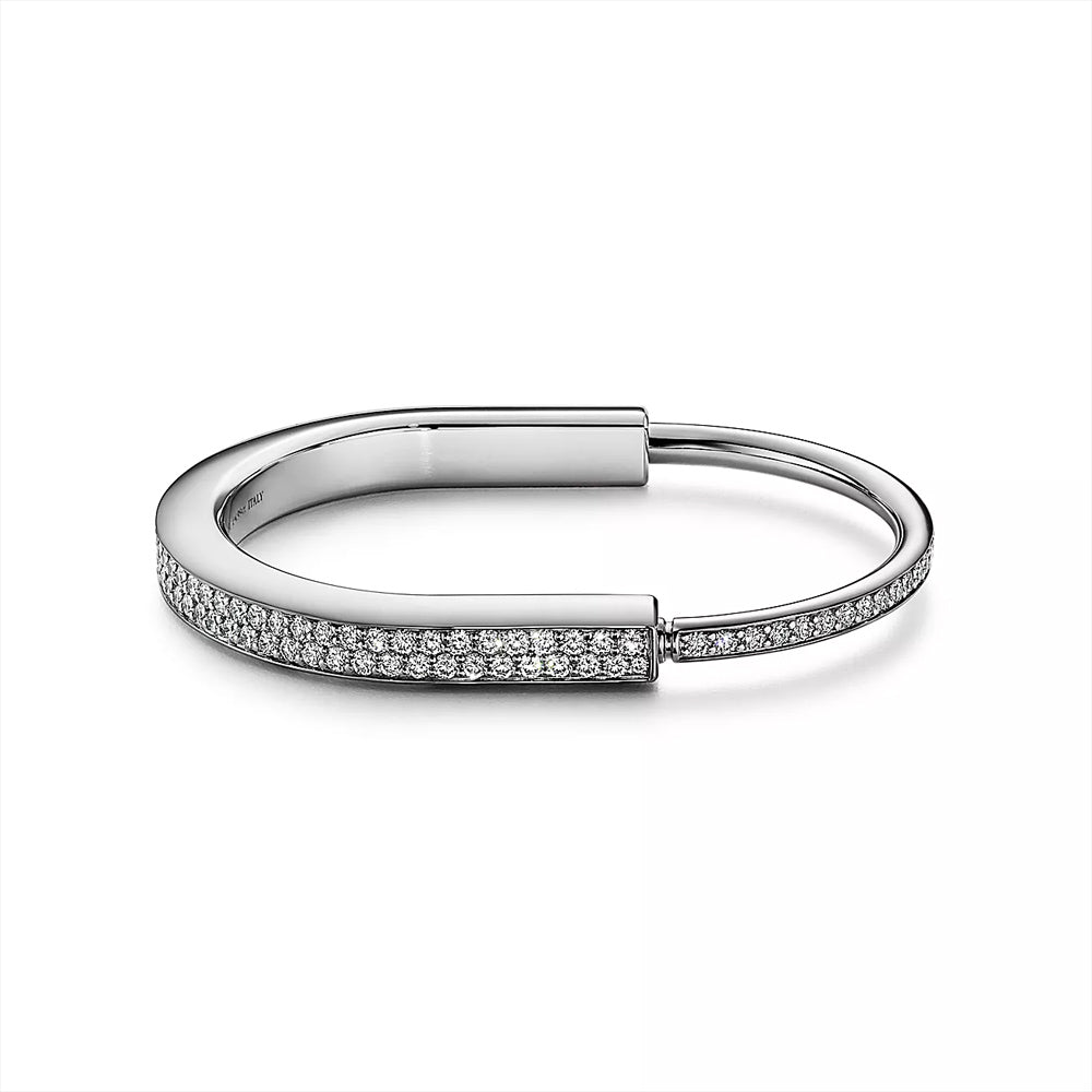 Tiffany & Co. Tiffany Lock Bangle in White Gold with Full Pavé Diamonds