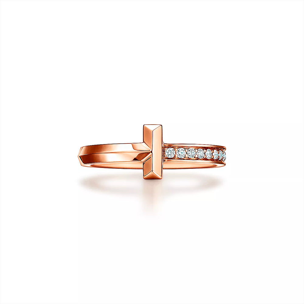 Tiffany & Co. Tiffany T T1 Ring in Rose Gold with Diamonds, 2.5 mm