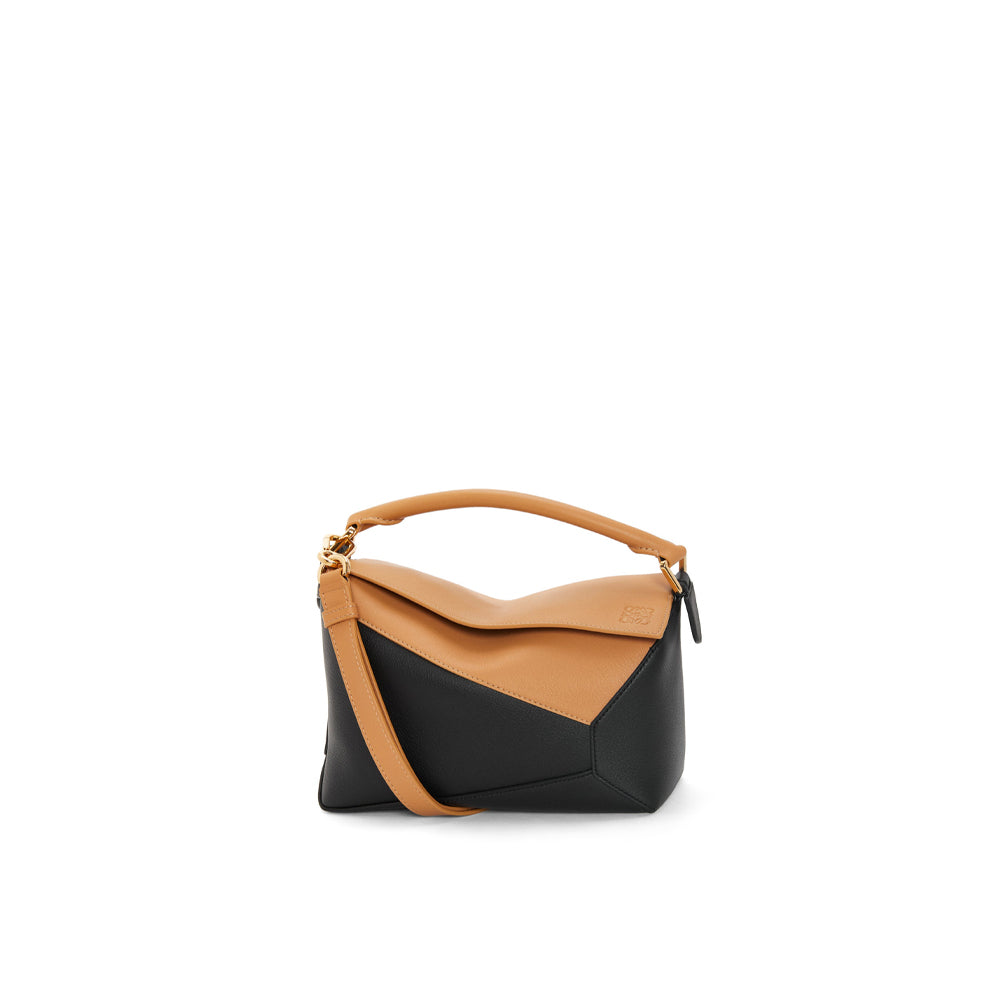 Loewe Small Puzzle bag in classic calfskin (Warm Desert/Black)