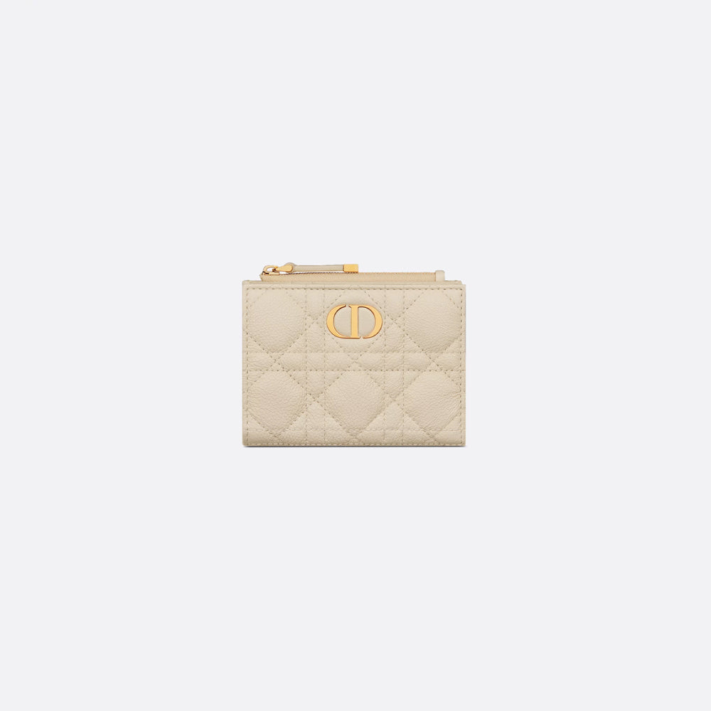 Dior Caro Dahlia Wallet(Dusty Ivory Supple Cannage Calfskin)