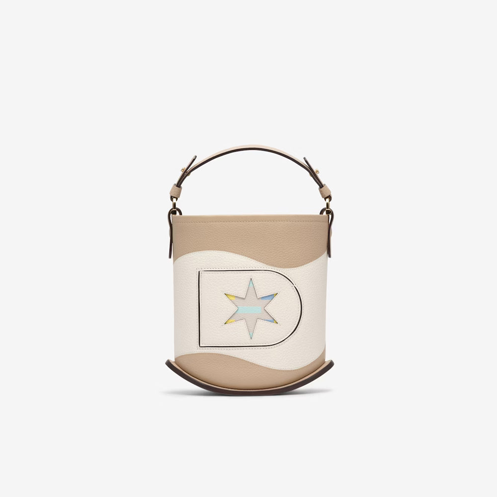 Delvaux Pin Mini Bucket Oriflamme in Taurillon Soft (Sirocco - Ivory)