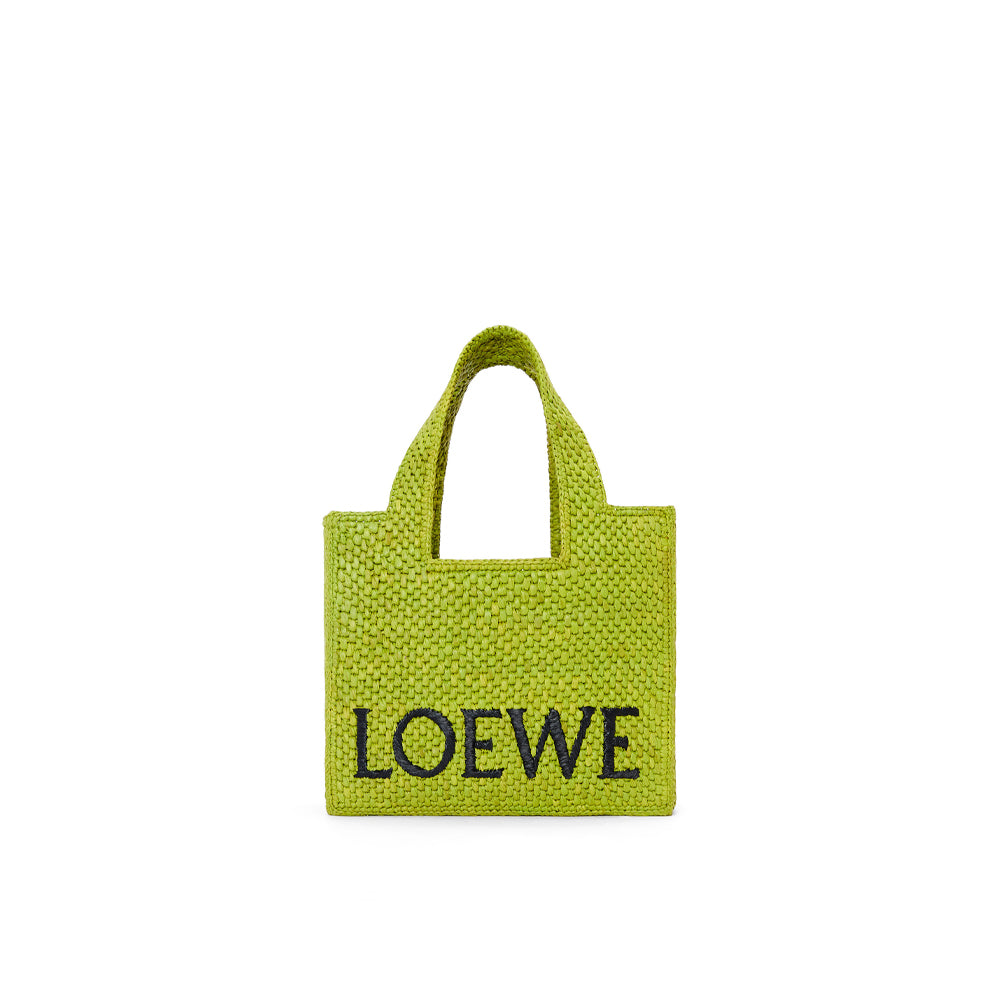 Loewe Small LOEWE Font tote in raffia (Meadow Green)