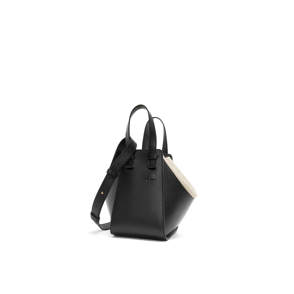 Loewe Compact Hammock bag in mellow calfskin and canvas (Black)
