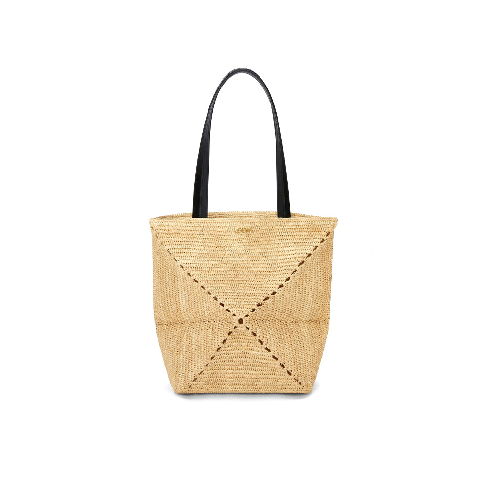 Loewe Puzzle Fold Tote in raffia (Natural)