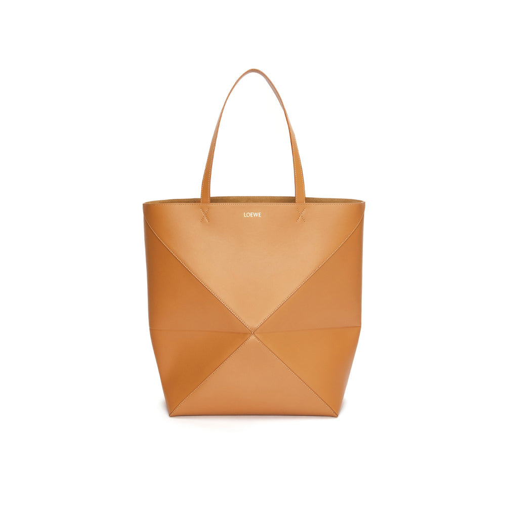 Loewe XL Puzzle Fold Tote in shiny calfskin (Warm Desert)