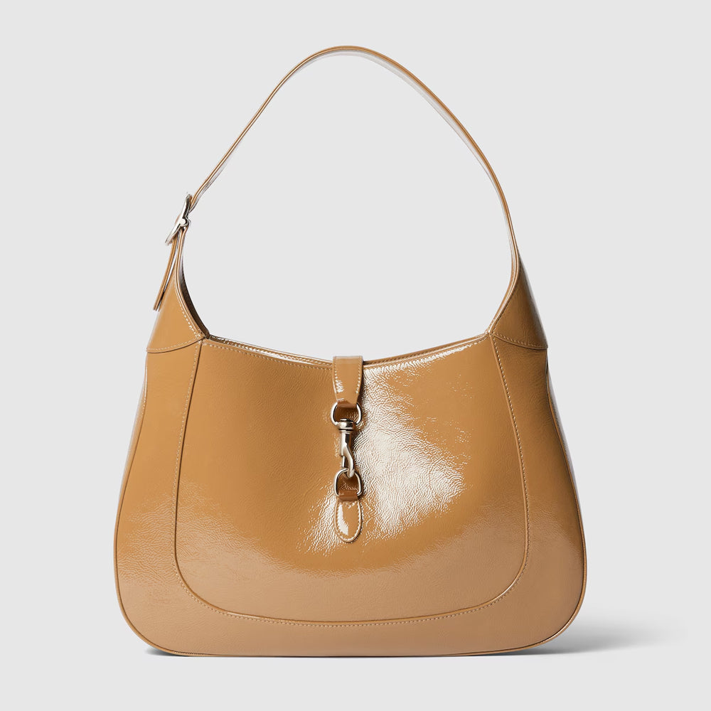 Gucci Jackie Large Shoulder Bag (Light brown patent leather)