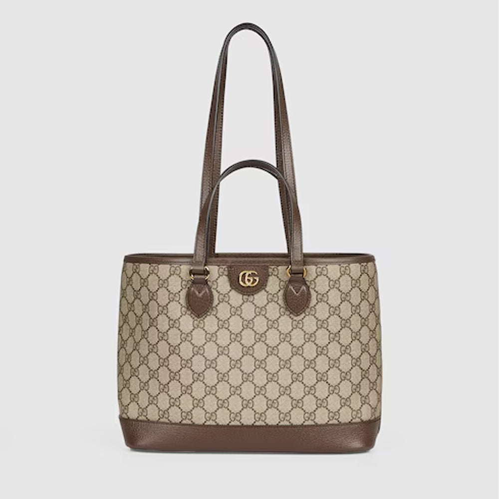 Gucci Ophidia Small Tote Bag (Beige and ebony GG Supreme canvas)