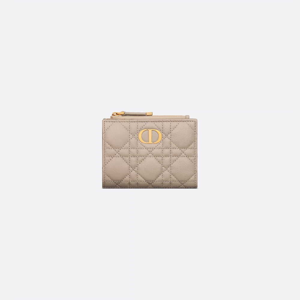 Dior Caro Dahlia Wallet(Sand-Colored Supple Cannage Calfskin)