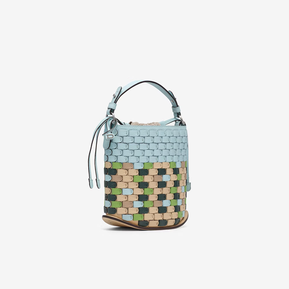 Delvaux Pin Mini Bucket Arsenal Mosaic in Taurillon Soft (Celadon - Multicolour)