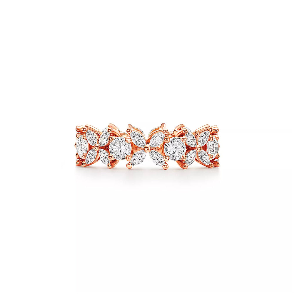 Tiffany &amp; Co. 18k 玫瑰金 Tiffany Victoria® 交替鑽石戒指