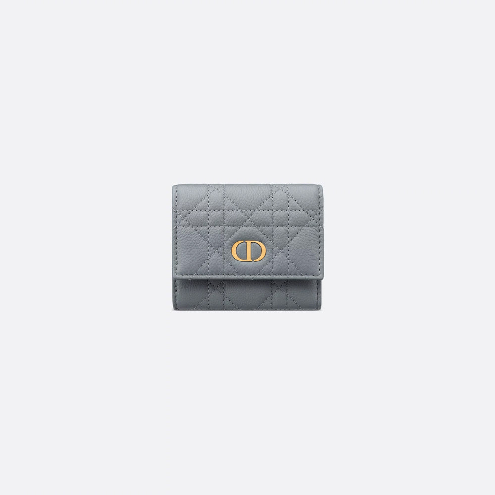 Dior Caro Hibiscus Wallet(Cloud Blue Supple Cannage Calfskin)