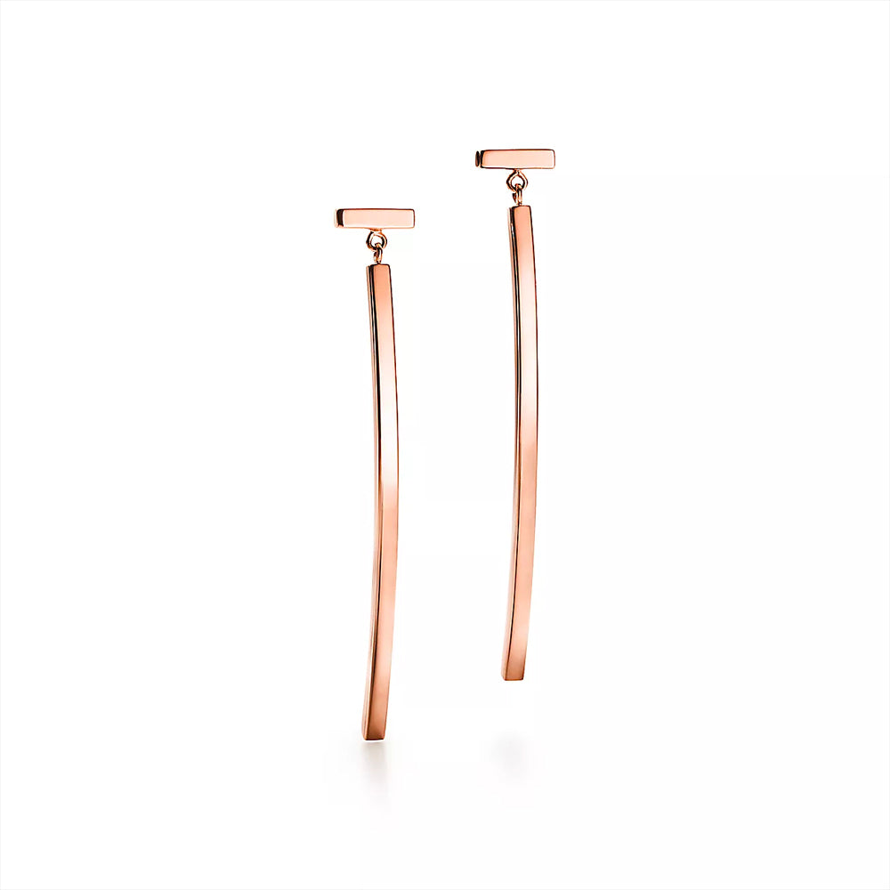 Tiffany &amp; Co. 18k 玫瑰金蒂芙尼 T Bar 耳環