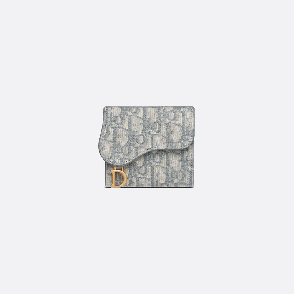 Dior Saddle Lotus Wallet(Gray Dior Oblique Jacquard)