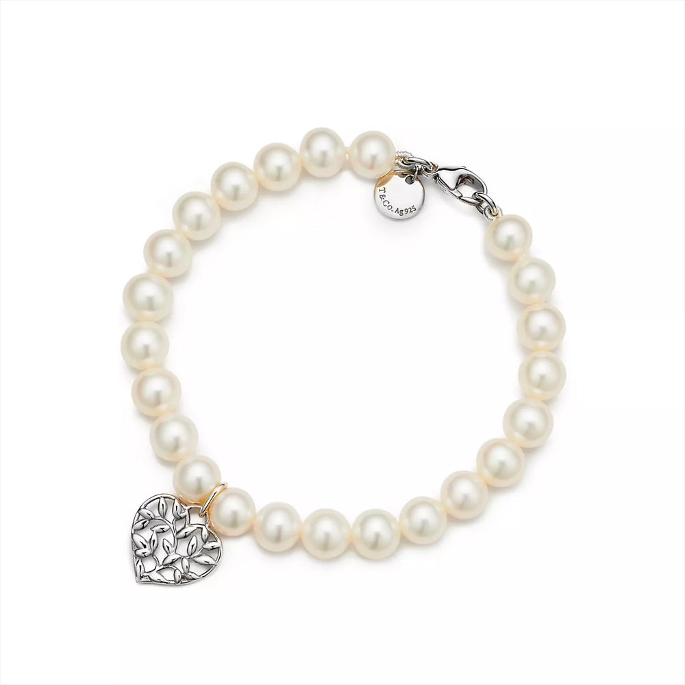 Tiffany & Co. Paloma Picasso® Olive Leaf Pearl Heart Bracelet