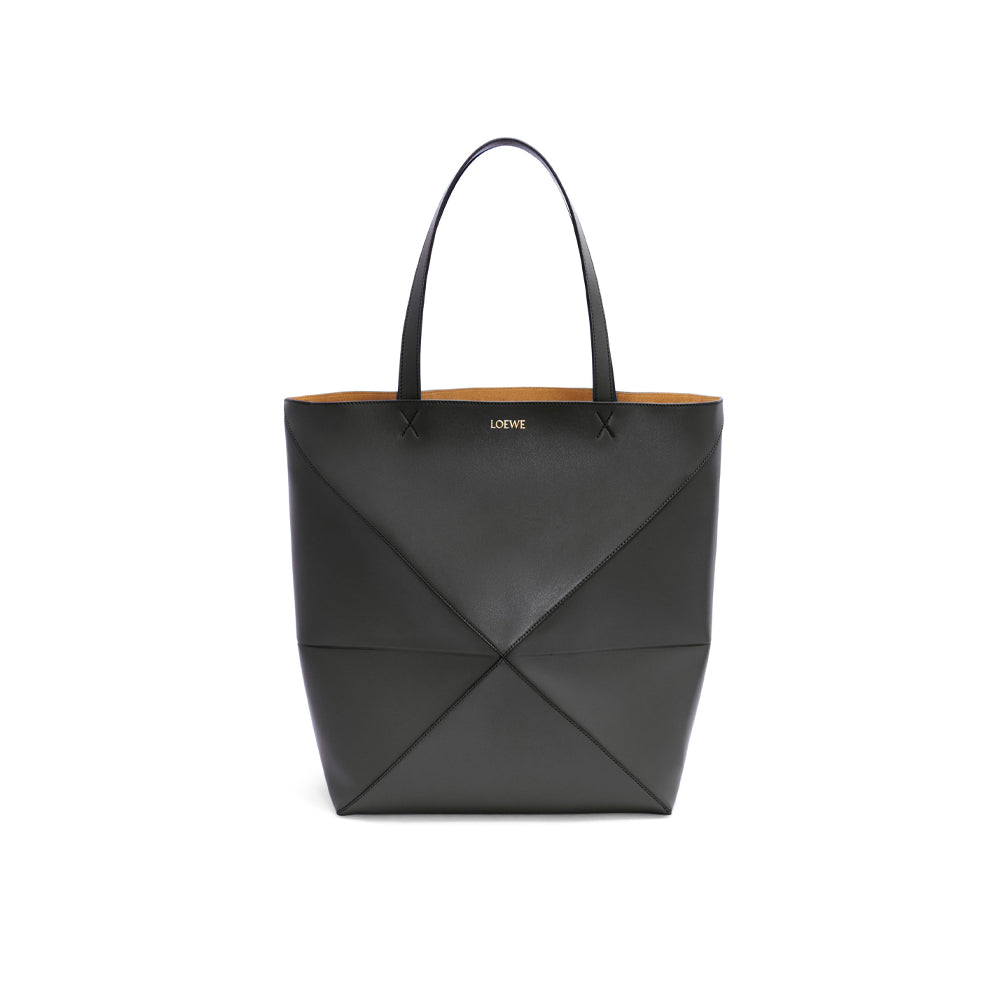 Loewe XL Puzzle Fold Tote in shiny calfskin (Black)