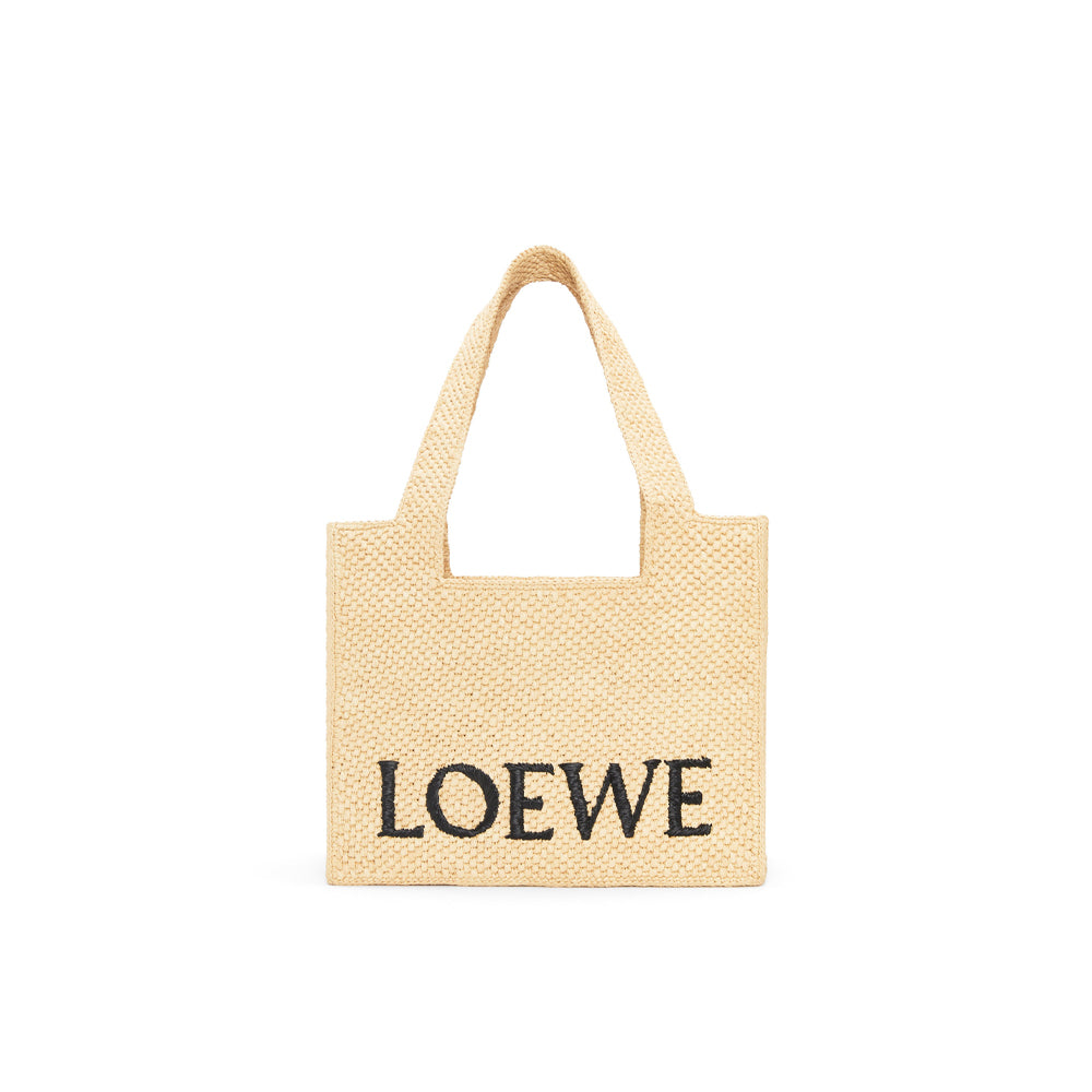 Loewe Medium LOEWE Font tote in raffia (Natural)