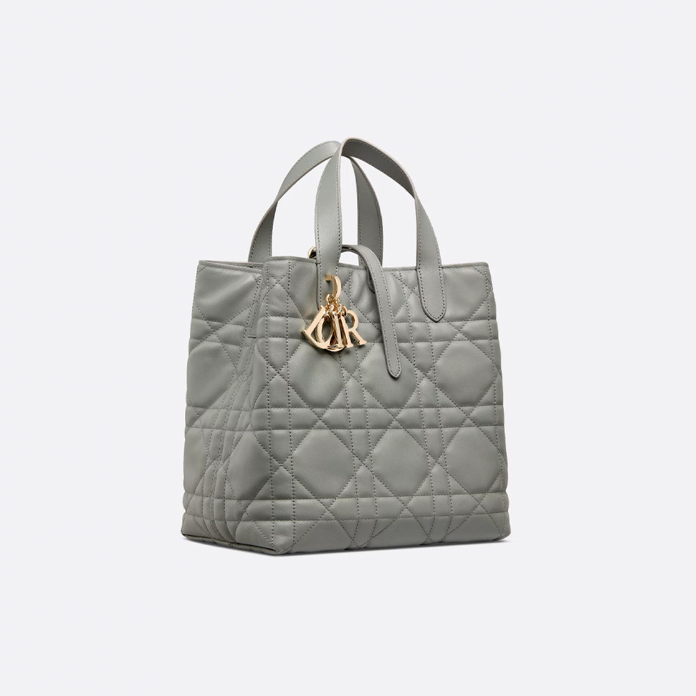 Dior Medium Dior Toujours Vertical Tote Bag (Stone Gray Macrocannage Calfskin)