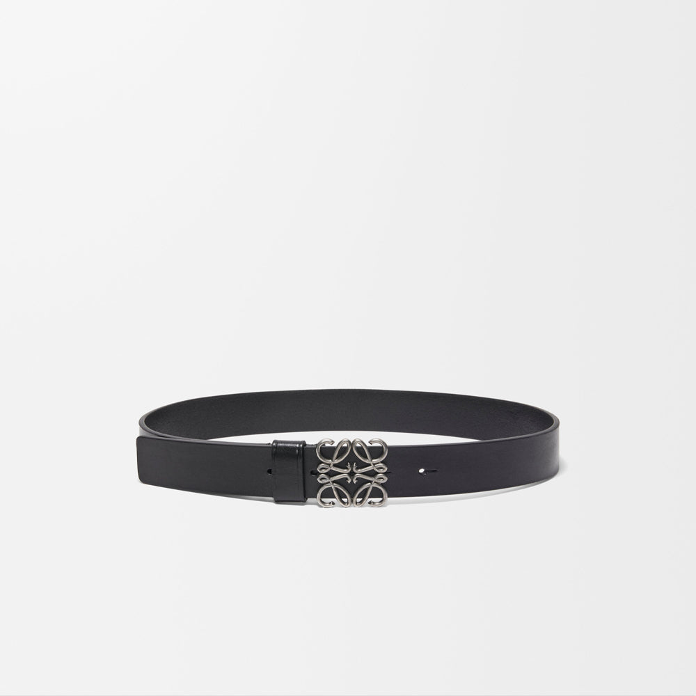 Loewe Chunky Anagram belt in calfskin (Black/Vintage Palladium)